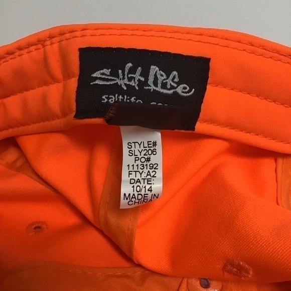 Salt Life Neon Orange YOUTH Hat Cap Aqua Embroidery Adjustable Slide Strap Beach - Picture 8 of 14